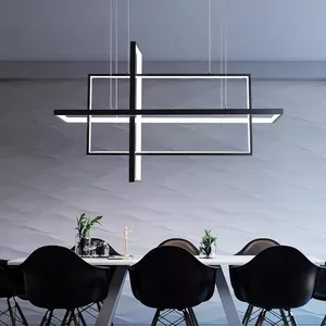 Modern Luxury Black Chandelier for Living & Dining Room Remote Control Pendant Lights