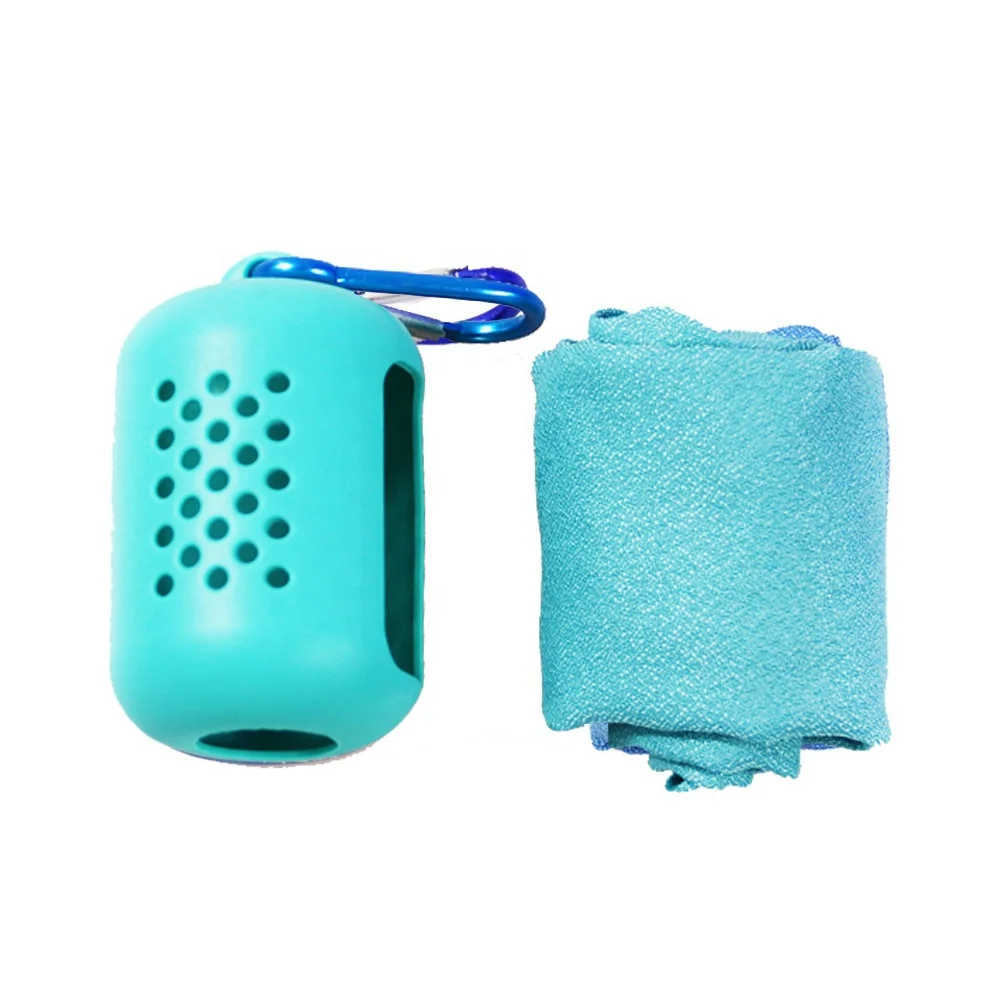 Tragbares Handtuch Kühles Sporttuch Schweißabsorbierend Schnelltrocknendes Silikon-Set Karo Einfarbig Gefärbt MHC Outdoor Reiten Kühlung Eis 2 Stück