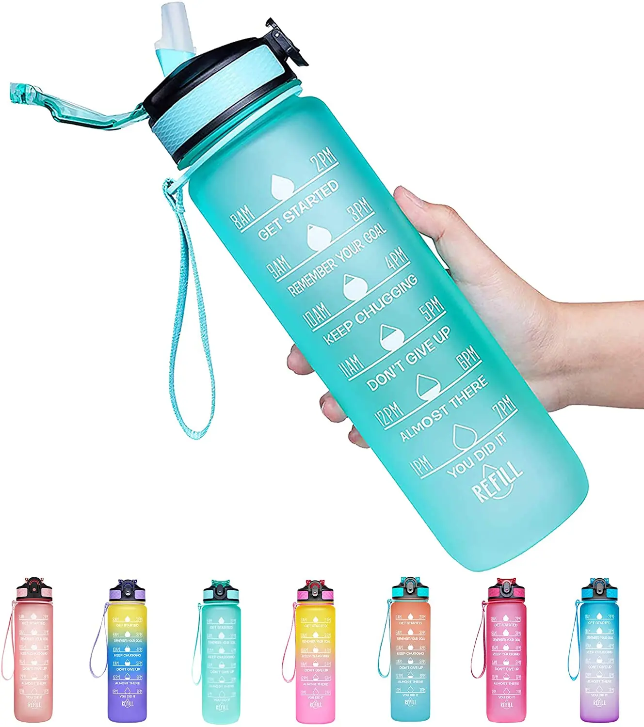 Dropship 2 Liter Water Bottle With Straw Motivational Water Jug Plastic  Frosted Bottles With Time Marker Outdoor Sports Water Bottles Cup to Sell  Online at a Lower Price