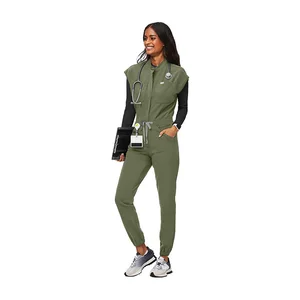 Stylish Doctor Jumpsuit Hospital Uniforms Sets Nursing Scrubs Suits for Women Zipper Scrubs Uniforms Sets uniforme de enfermera