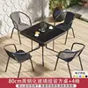 Tavolo quadrato assemblato in vetro temperato nero da 80 cm con 4 sedie