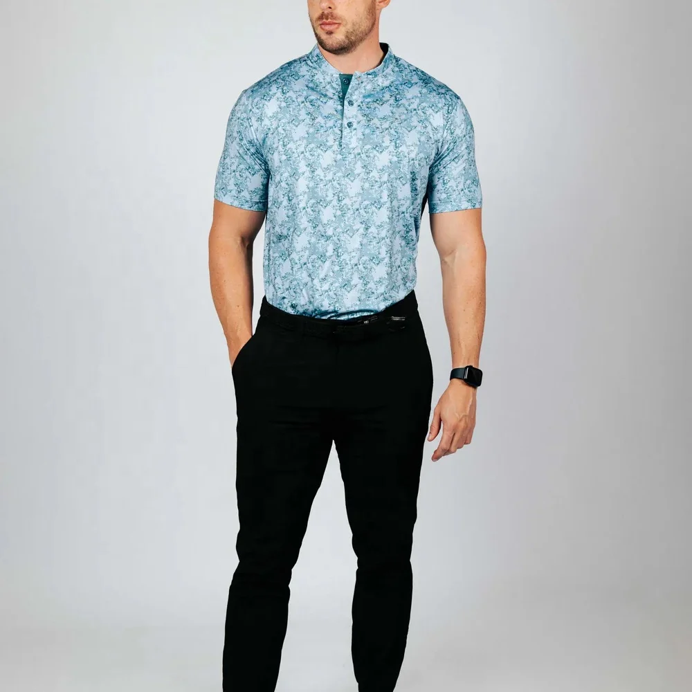 Customized Your Design Sublimation Print 100% Polyester Mandarin Collar Dry Fit Performance Golf Polo Jersey Shirt Custom Logo