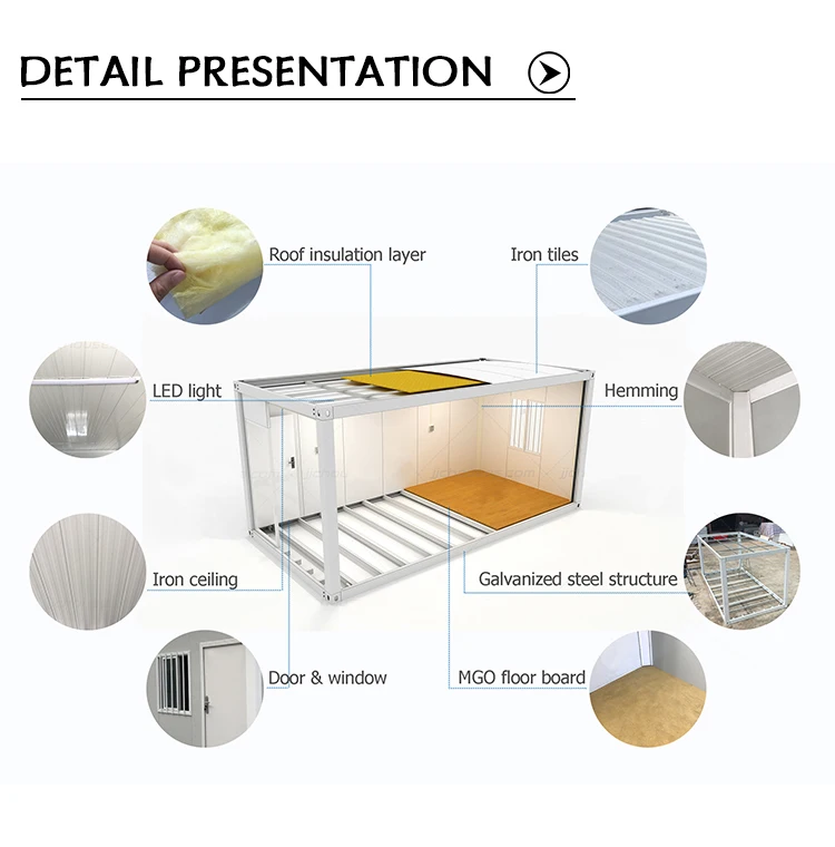 Folding Prefab Modular Tiny Home 20ft Modular Kit Container House for ...