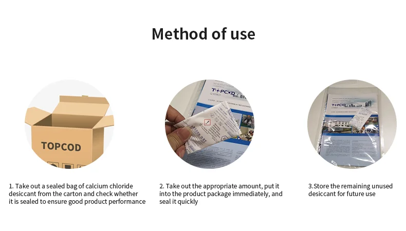 Calcium Chloride Desiccant method of use