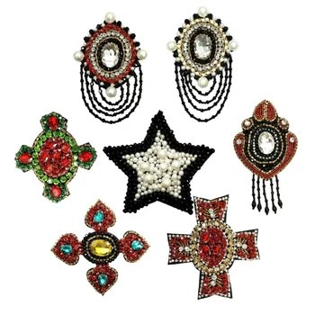 Punk Style Heart Shaped Diamond Decor Iron On Patches for Clothes Sparkle Garment Accessories Sequin Beaded Appliques