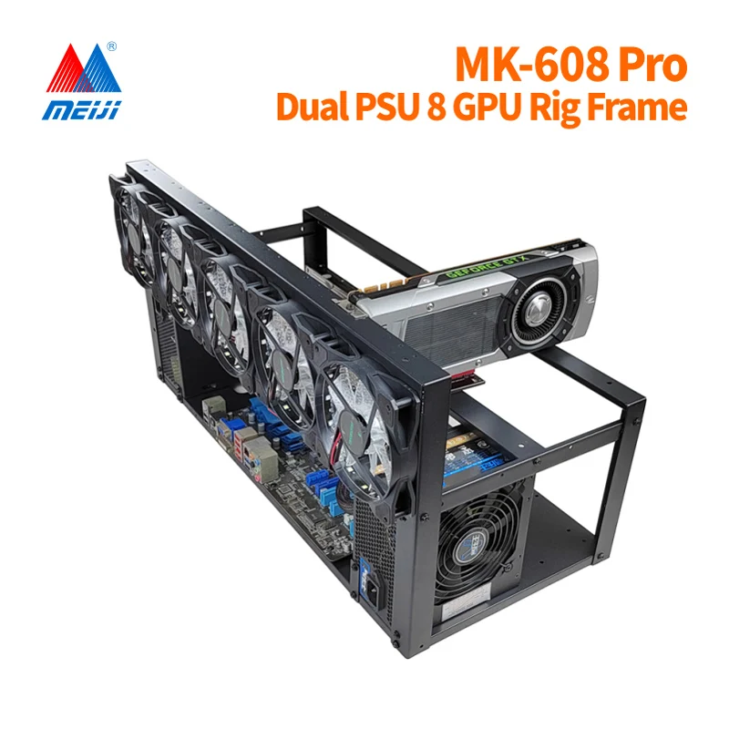 Dual PSU Open Air GPU Case Rack for 8 GPU Setup - ATX Compatible Steel ...