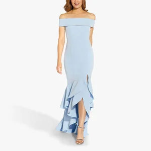 Women Clothing the New Casual Dresses Ruffled Shoulders Split End Temperament Sexy Evening Dress