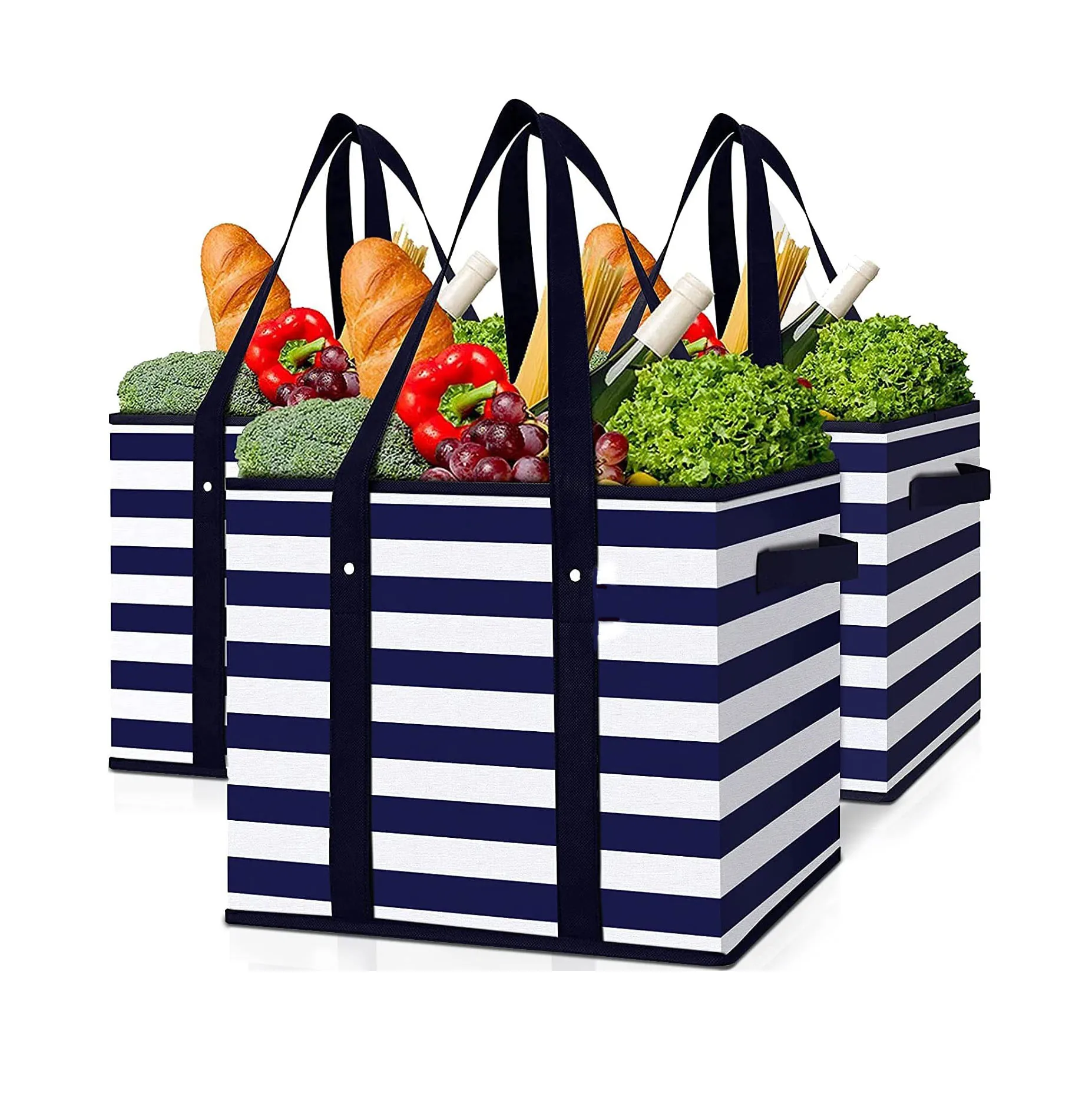 Custom Travel Picnic Grocery Organizer Waterproof Portable Striped