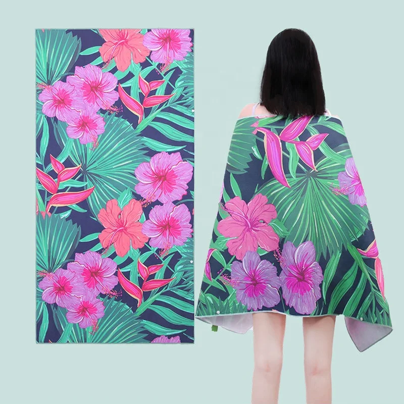 Quick Dry Sand Free Heat Transfer Print Microfibre Suede Swimming Pool Summer Towel Wholesale Sublimation Microfiber Beach Towel