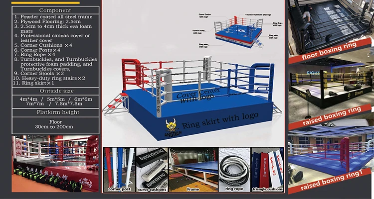 Angtian Custom Rope Covers for Boxing Ring Professional Floor Boxing Ring Training for Mma and Wrestling Matches