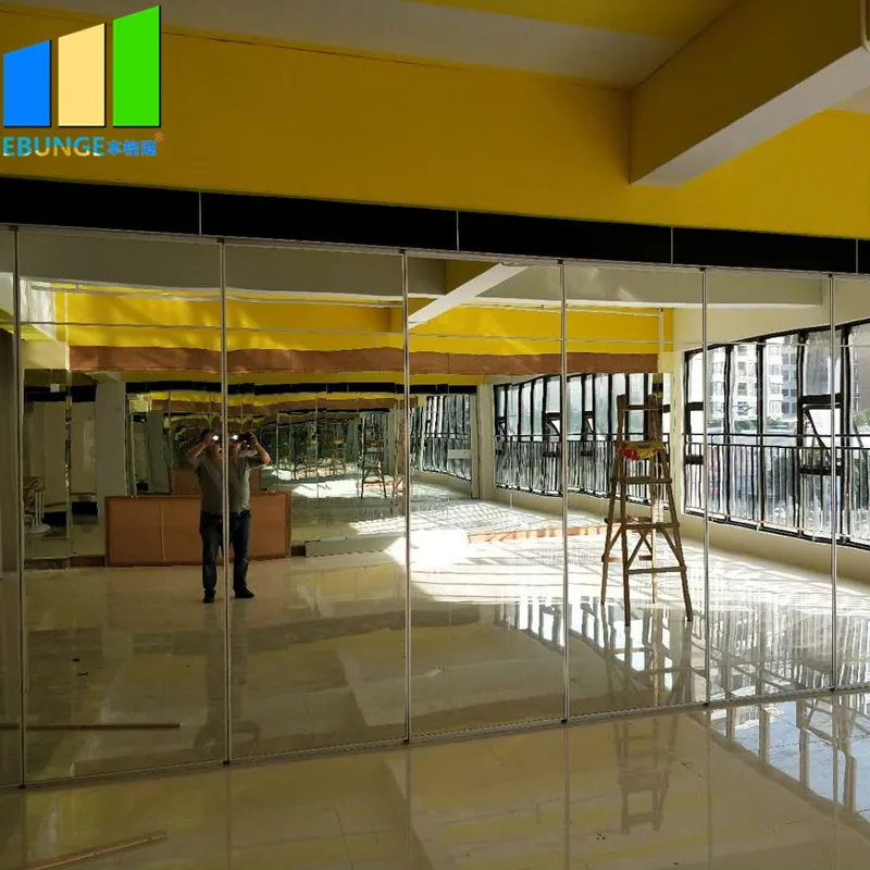Art Gallery Office Application Flexible MDF Mirror Movable Partition Walls Sliding Folding Wall Partitions