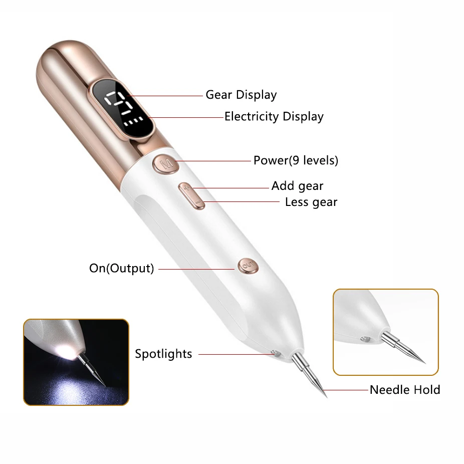9 Level LCD Plasma Pen Mole Tattoo Freckle Wart Tag Removal Pen Dark Spot Remover for Face Skin Care Tool Beauty Machine