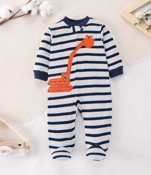 Hot-Sale 100% Cotton Baby Rompers Long Sleeve Design Footed Pajamas for Toddler Boys Newborn Clothing ODM Suit Bebe