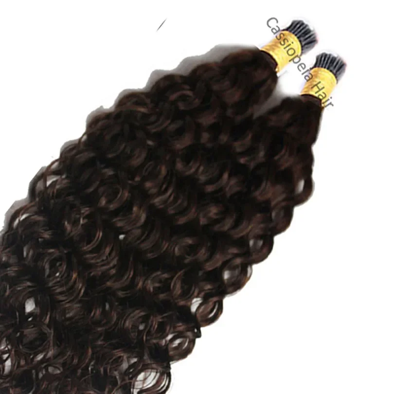 Brown Deep Curly I Tip Human Hair Extensions For Women_voghion.com