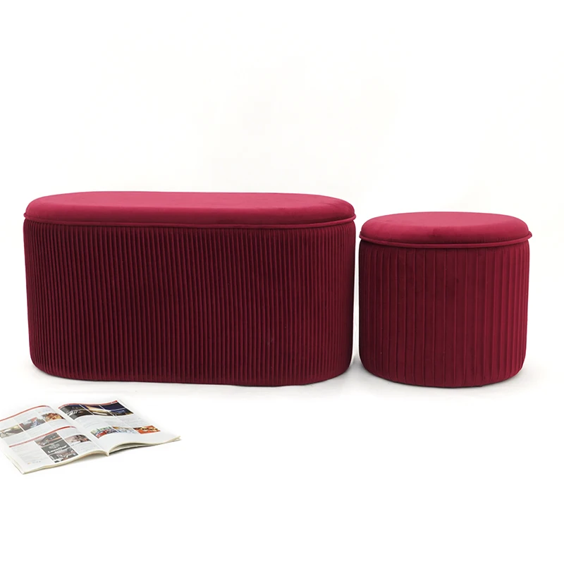 Factory Price Velvet Stool Tufted Ottoman Round Stool Pouffe Ottoman Footstool Chair Foot Stool