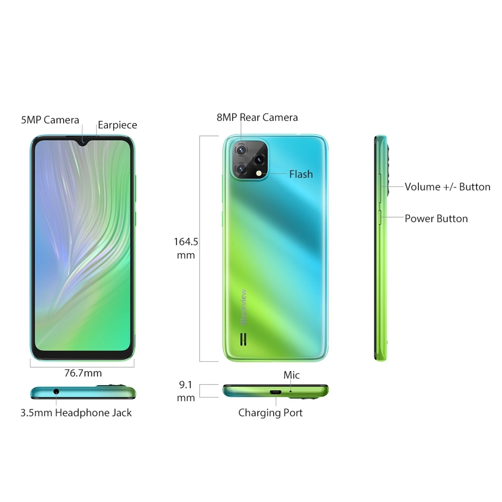 Blackview A55 Дешевые 4G глобальная версия Смарт Android 11 Телефон 6,528 дюймов с двумя sim-картами бесплатный образец службами экспресс-доставки