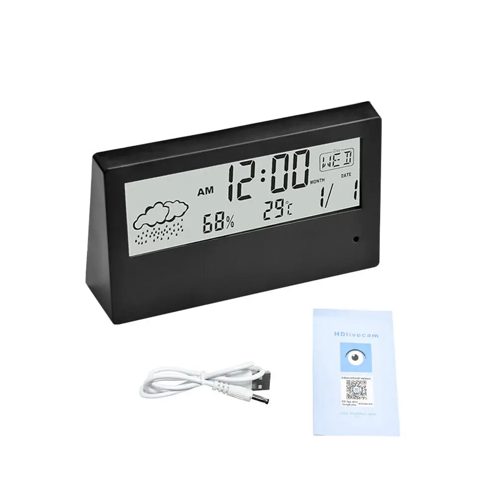 LOGO Custom Promotional Household Temperature Indicator Weather Station Display Alarm Clock with Humidity LCD Table Clock