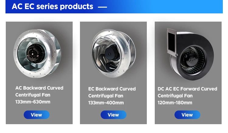 DC AC EC metal impeller air purifier air conditioner FFU fan Exhaust blower centrifugal fan supplier