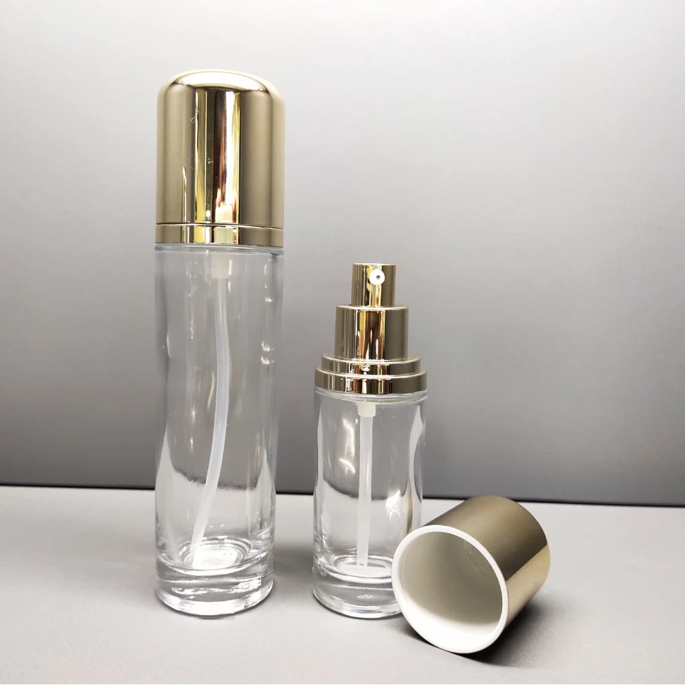 40ml 100ml 120ml Clear Glass Lotion Pump Bottle Packaging Cosmetic