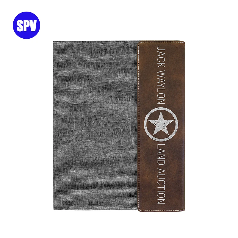 Wholesale Custom Business A5 Notebook Leatherette Portfolio Credit Card Slots Pen Holder Laser Engraved PU Leather Folio