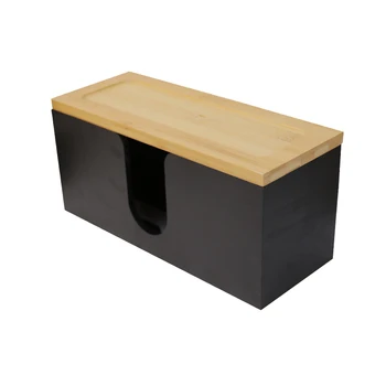 FSC BSCI Wholesales Customization wall mounted bamboo lid black wooden tissue paper napkin box