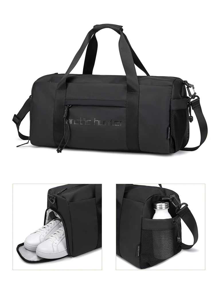 Borsone Sportivo Da Viaggio In Pelle Impermeabile Con Scomparto Scarpe - Unisex, Grande Capacità (45x23x25 Cm) - Nero - 4