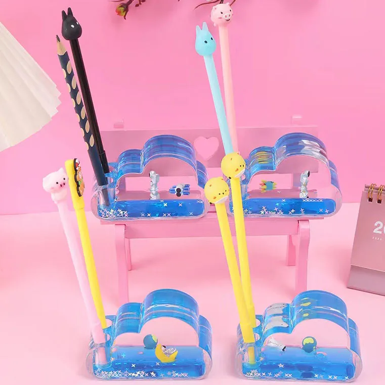 Канцелярские принадлежности для студентов и офиса, 2022 функциональный пластиковый акриловый круглый держатель для ручек с жидким песком