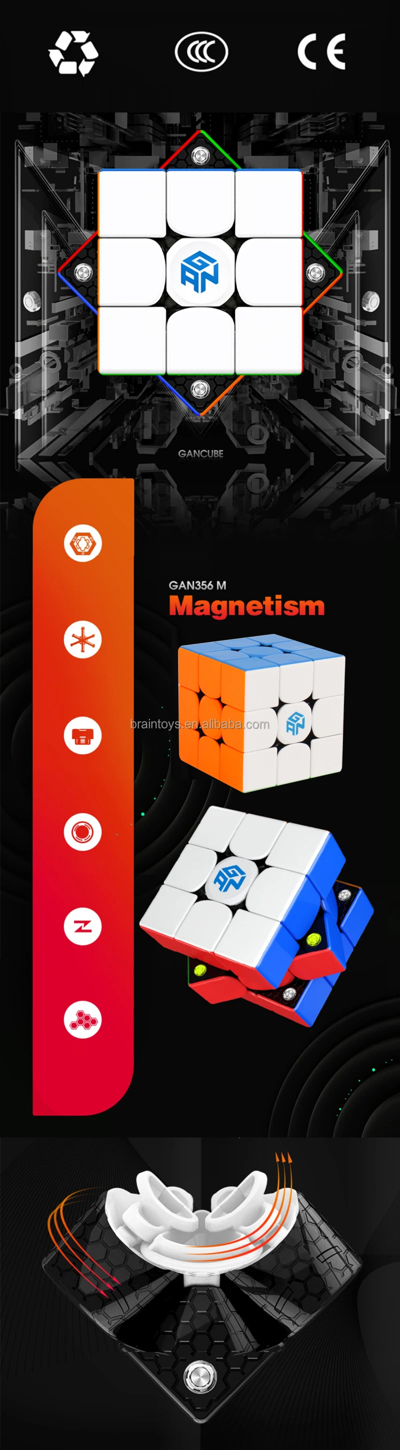 Speed Rubix Cube Monster Go Magnetic 3x3 Speed Cube, 48 Magnets Magic Cube Stickerless Puzzle Toy 3D For Kids Magnetic Rubik's Cube