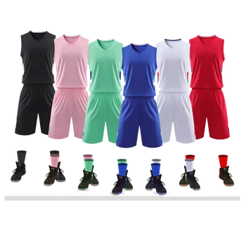 Custom Wholesale Design Retro Sublimation Reversible Basket Ball Kids Singlets Vests Kit Set Shirt Men Basketball Uniform Jersey