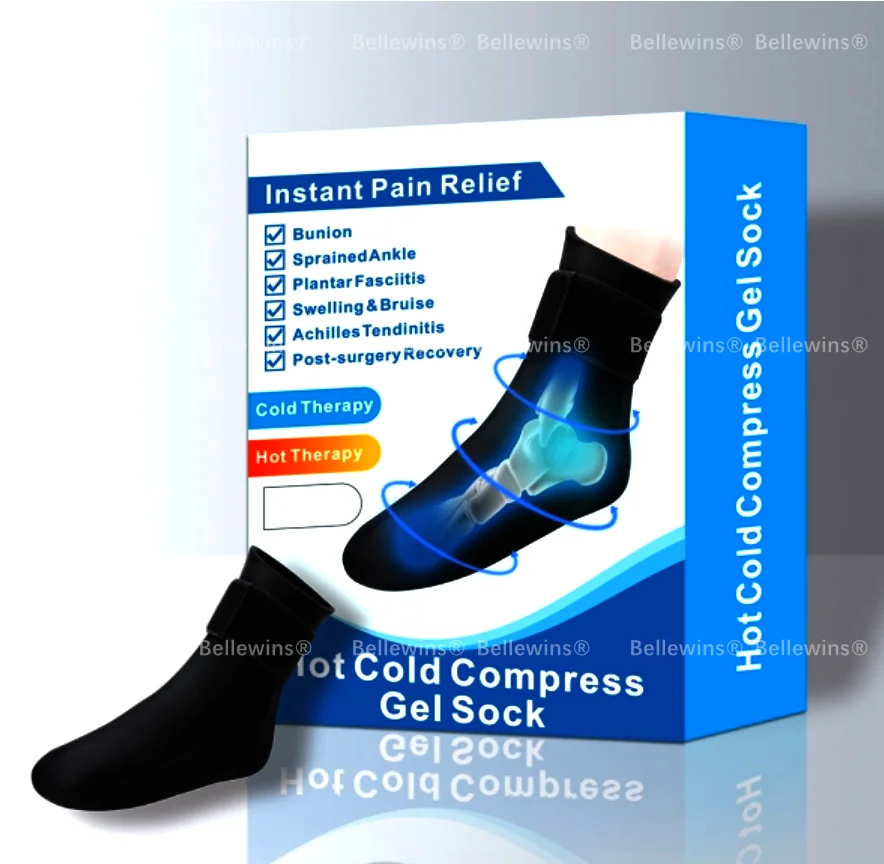 Bellewins Cold Therapy Socks Ankle Ice Wrap Hot Cold Pack Cooling Gel