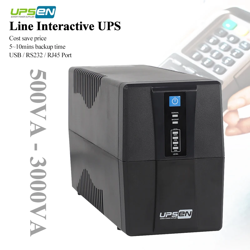 Single-Phase 650VA Line Interactive UPS Backup Power Supply Standby Uninterruptible 800VA 1KVA 2KVA 3KVA for Desktop PC Computer