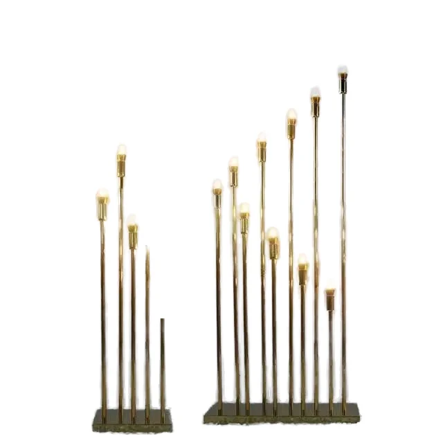 LED Light Gold Candle Holder Iron Wedding Table Centerpiece Featuring Stage Road Lead Decoration