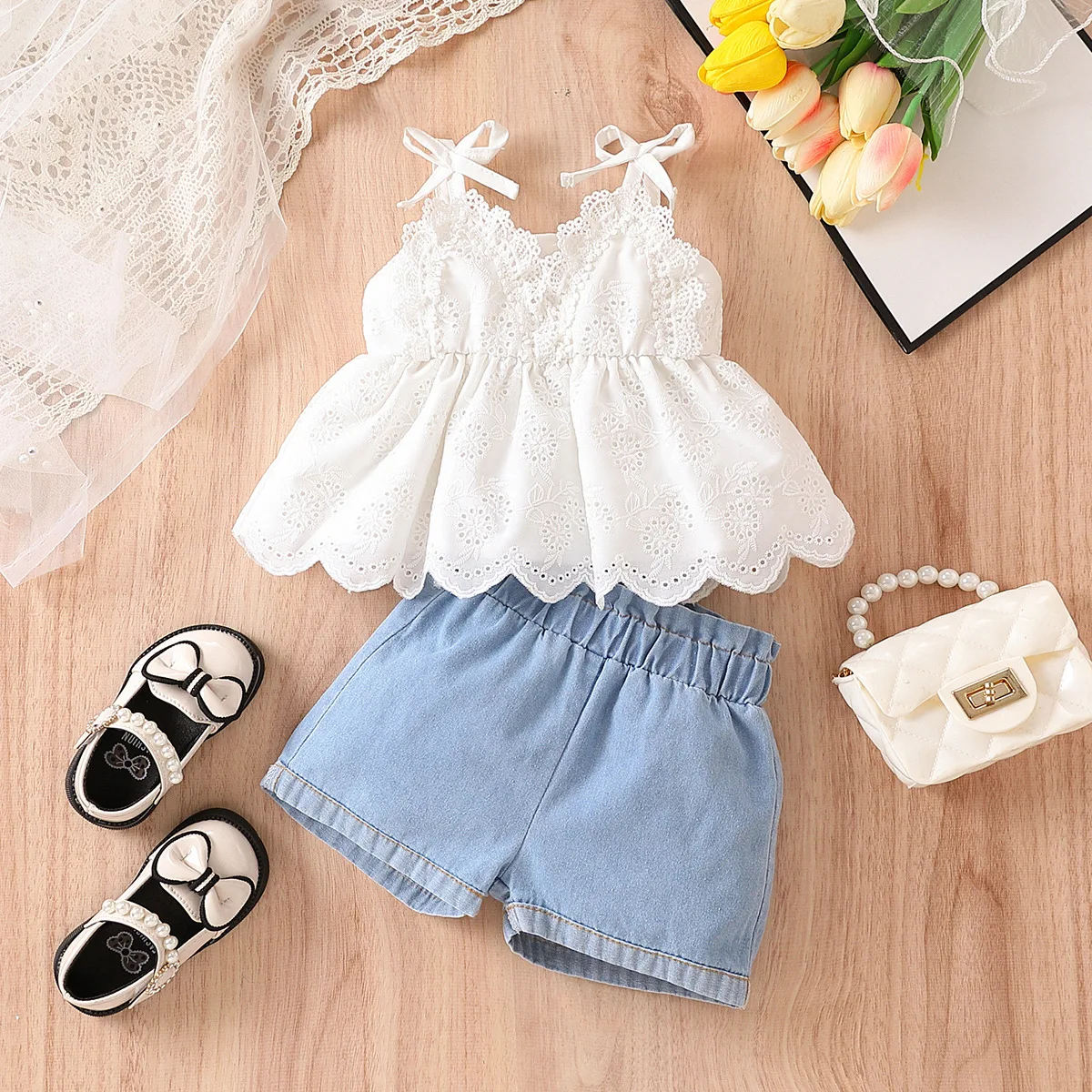 Baby Girl Cotton Top Design Denim Shorts Baby Girl Shorts Outfit