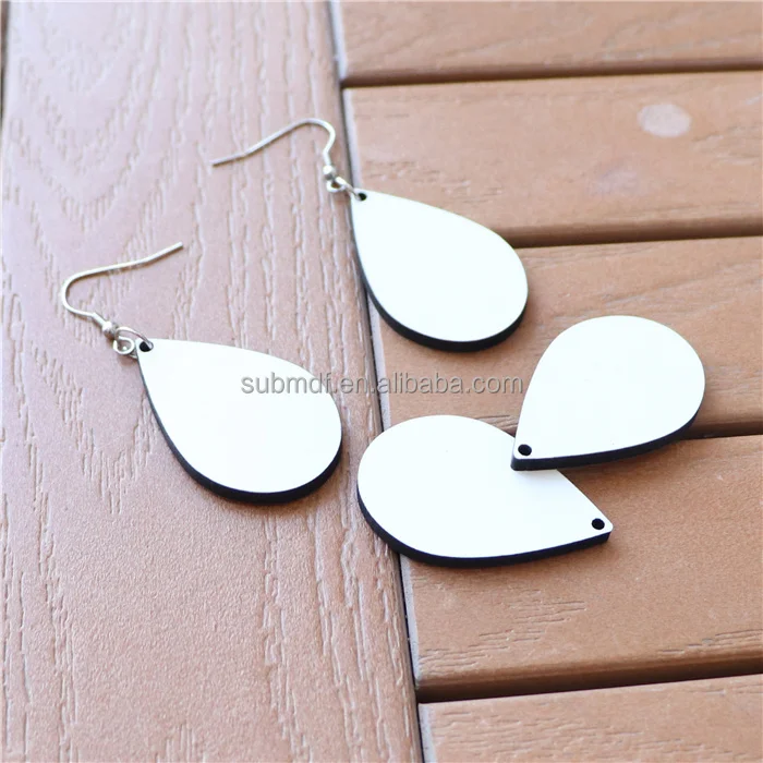 High Quality Photo Printing Custom Teardrop Earrings Sublimation Blank MDF Earrings for Ladies