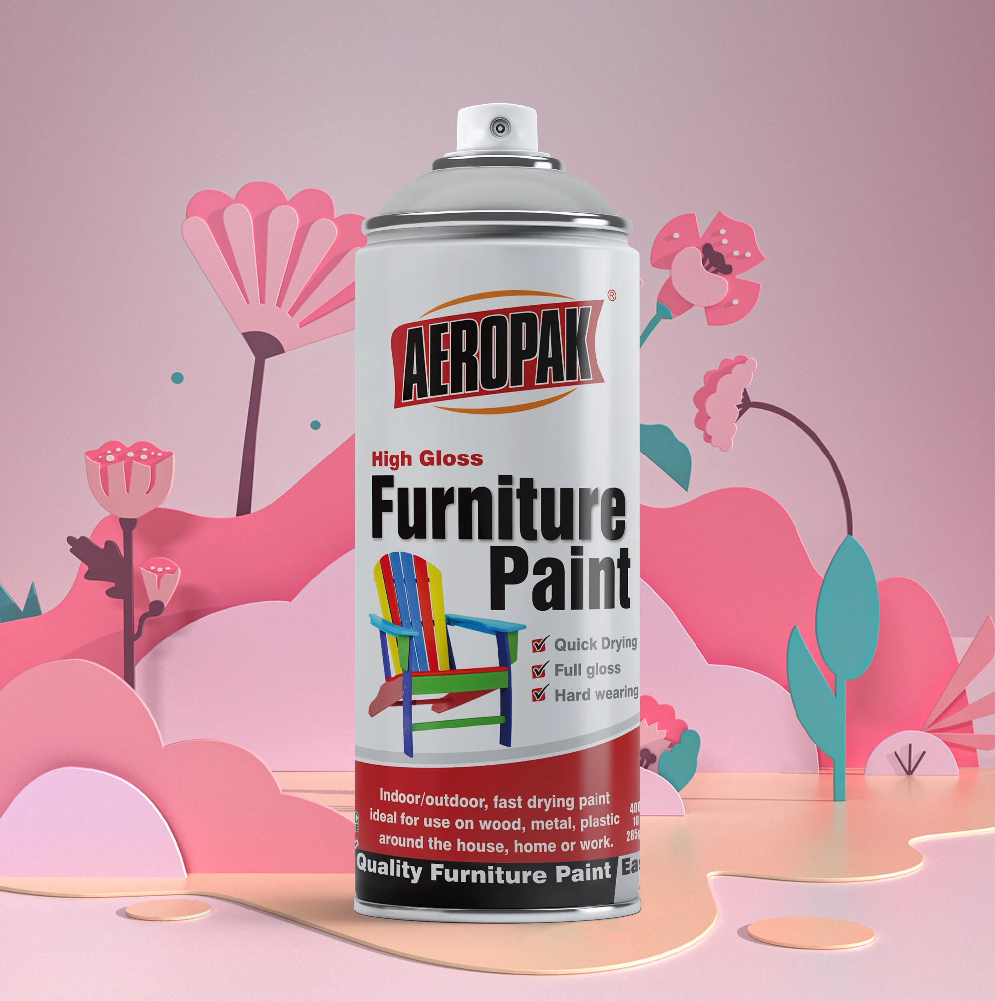 Aeropak 400ml Odorless Furniture Spray Paint with 3 Years Shelf Life for Wood and Multi-Surface