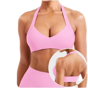 Cross-border Yoga Pilates Fitness Sports Underwear Bra Shockproof High Support Crisscross Straps 100% Nylon Deep V Sexy Medium