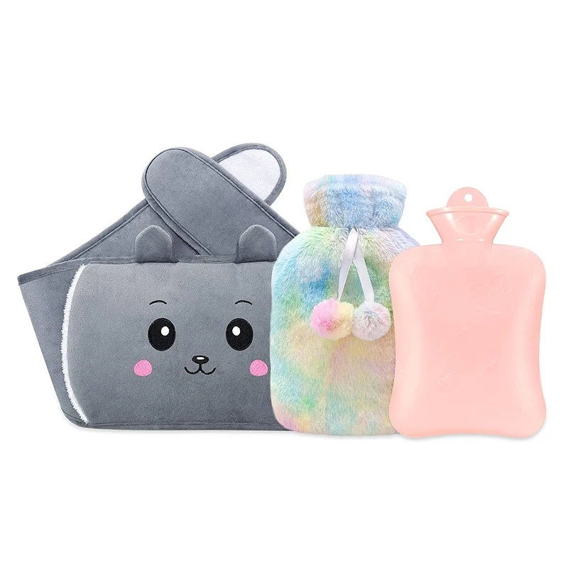 custom logo mini high quality pvc hot water bottle with cover relief girls women warmer portable hot water bag waist belt