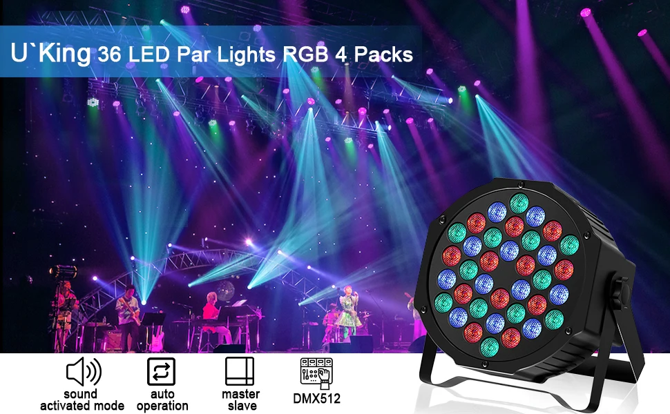 U'King 72W 36 LED RGB Par Licht Bühnenlicht Disco DJ Lichteffekt DMX Beleuchtung 
