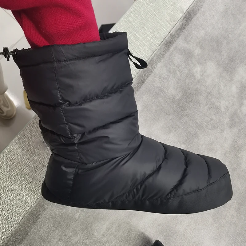 Стеганые ботинки на утином пуху, удобные теплые многофункциональные ботинки на мягкой подошве для дома и улицы, теплая обувь для сна для кемпинга
