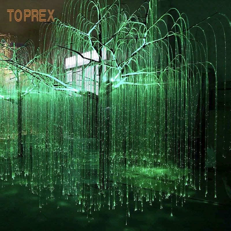 7 Color Changing Event Decoration Metal Trunk Fiber Optic Christmas Lighting Led Weeping Willow Tree Lighting