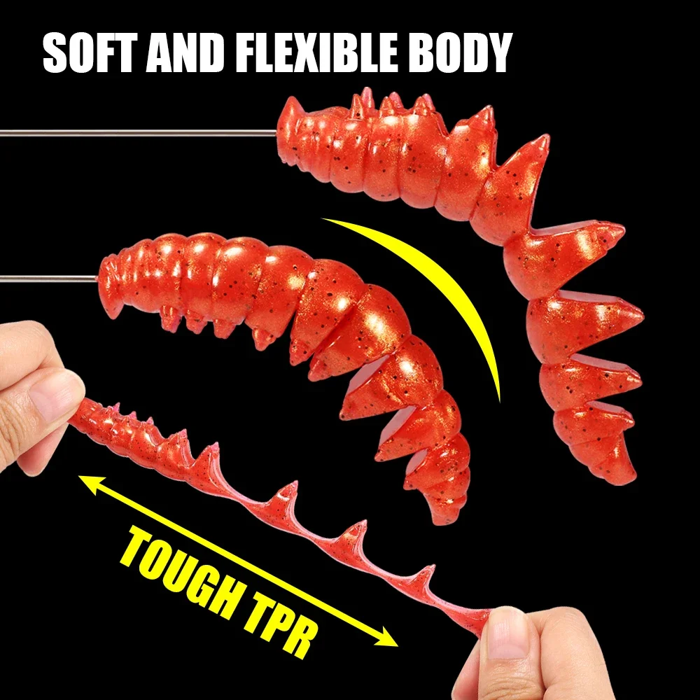 10 Pz Odore Di Pesce Verme Esca Morbida 80mm 2.3g Doppi - Foto 8