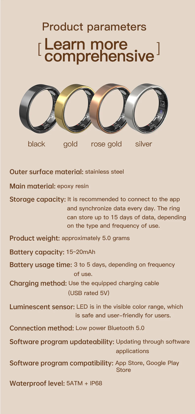 If you are searching for a supplier of a product with perfect quality control and highly competitive prices, which gives you an advantage in expanding your local market, then contact us now!  Competitive suppliers of  TK5 Smart Health Ring Heart Rate Blood Pressure IP68 Waterproof Men Fitness Tracker Sports Smart Rings with Charging Case