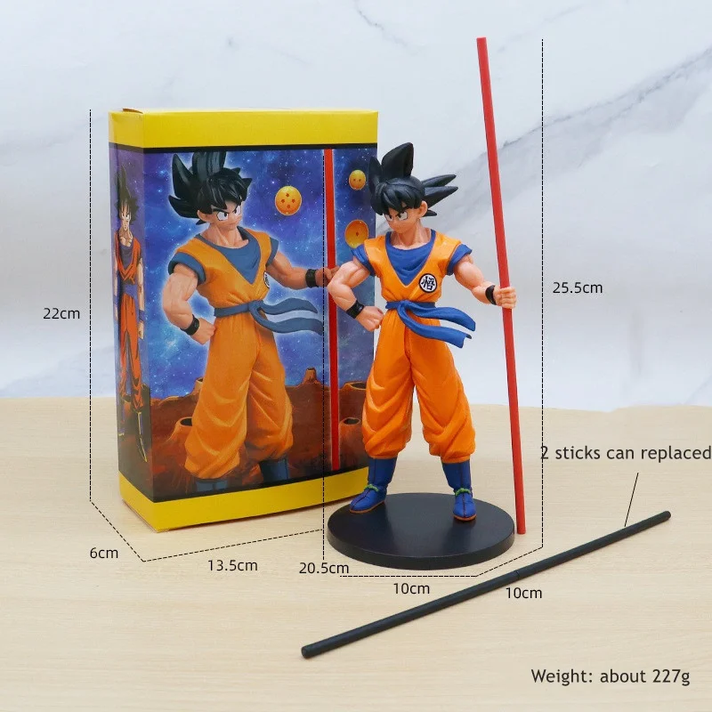 Anime Dragon Z Ball 22cm Goku With Stick Figurine Pvc Resin Model Toy ...