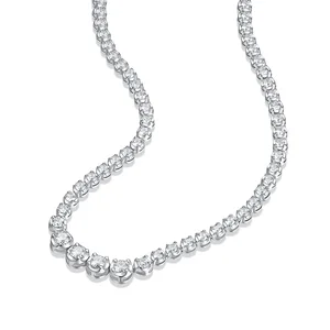 Custom 925 Sterling Silver Mossanite Diamond Tennis Necklace for Women Men Luxury Silver Chain Gold Tennis Chain Jewelry