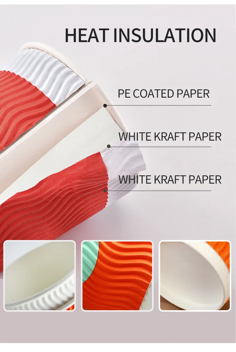 Custom Printed Logo Disposable Recycle Double Ripple Wall Coffee Paper ...