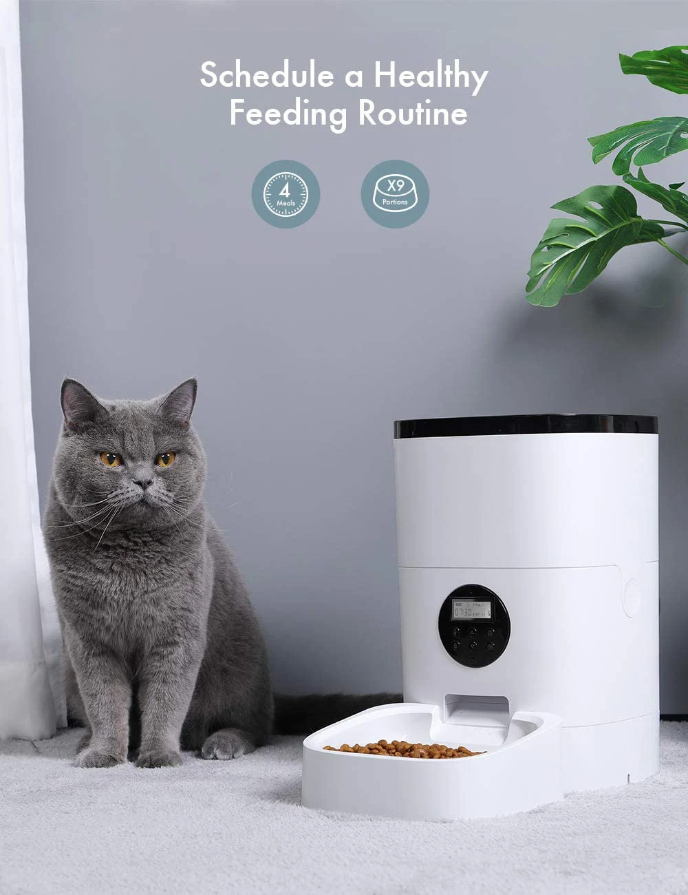 Automatic Cat Feeder Pet Food Dispenser Feeder for Medium & Large Cat Dog