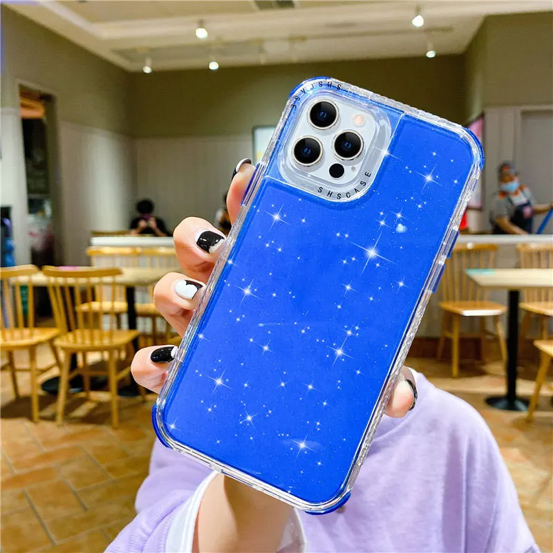 Shining Glitter Shockproof Bumper Phone Case For iPhone 14 Plus 13 Pro Max 12 Mini 11 Pro XS Max 7 8 Plus Transparent Soft Cover manufacture