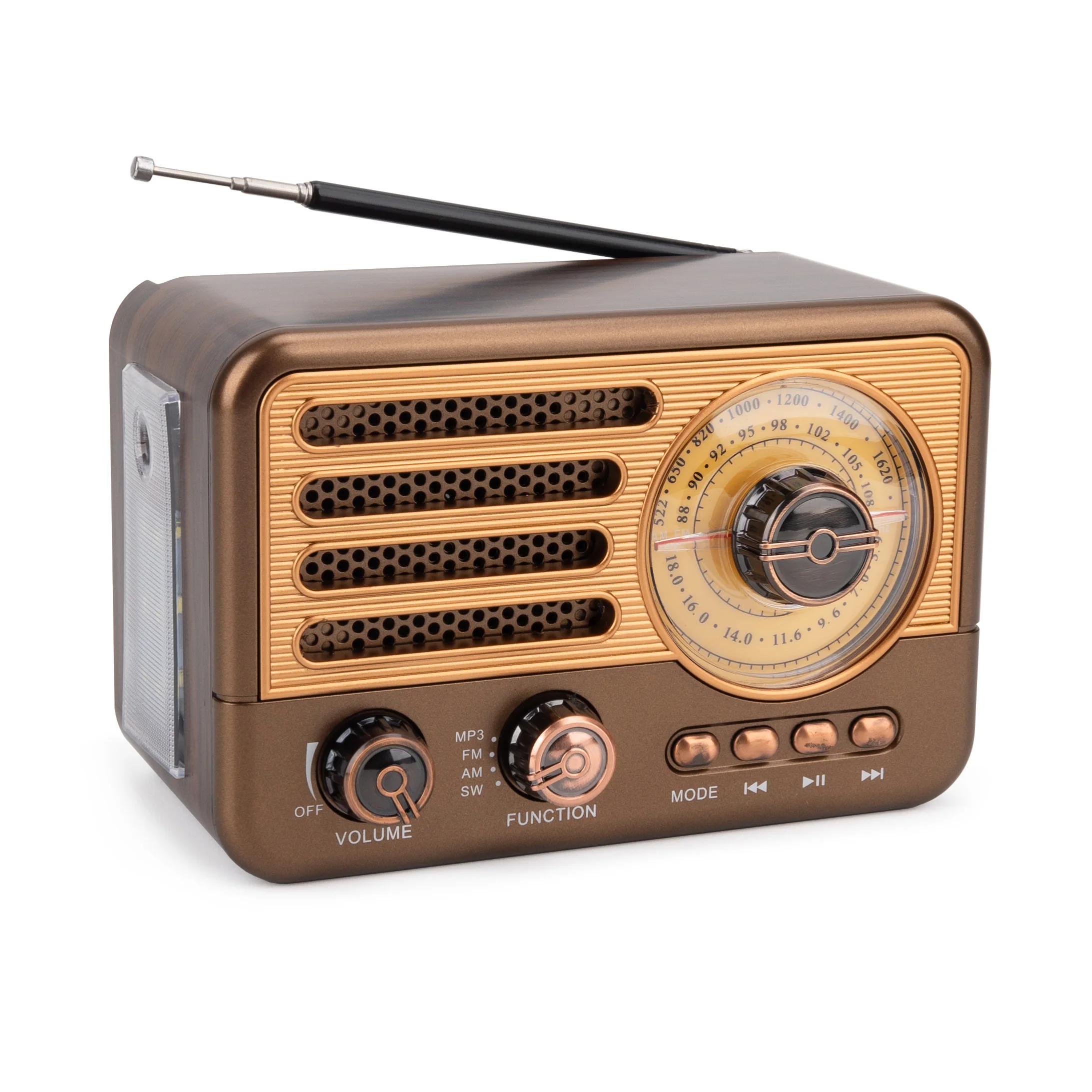 Luxury Classical Portable Solar AM FM Radio with USB for Bluetooth & Flashlight Hot New Type Plastic Material