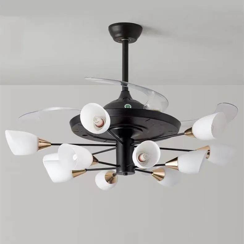 LED Ceiling Fan Light 2 in 1 E27 Vintage Home Decor Lamp 12W 24W Kitchen Dining Room Restaurant Night Market Toilet AC 12V 220V