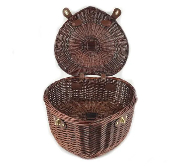 Empty Heart Shape Wicker Picnic Basket With Lid,Heart Shape Hamper